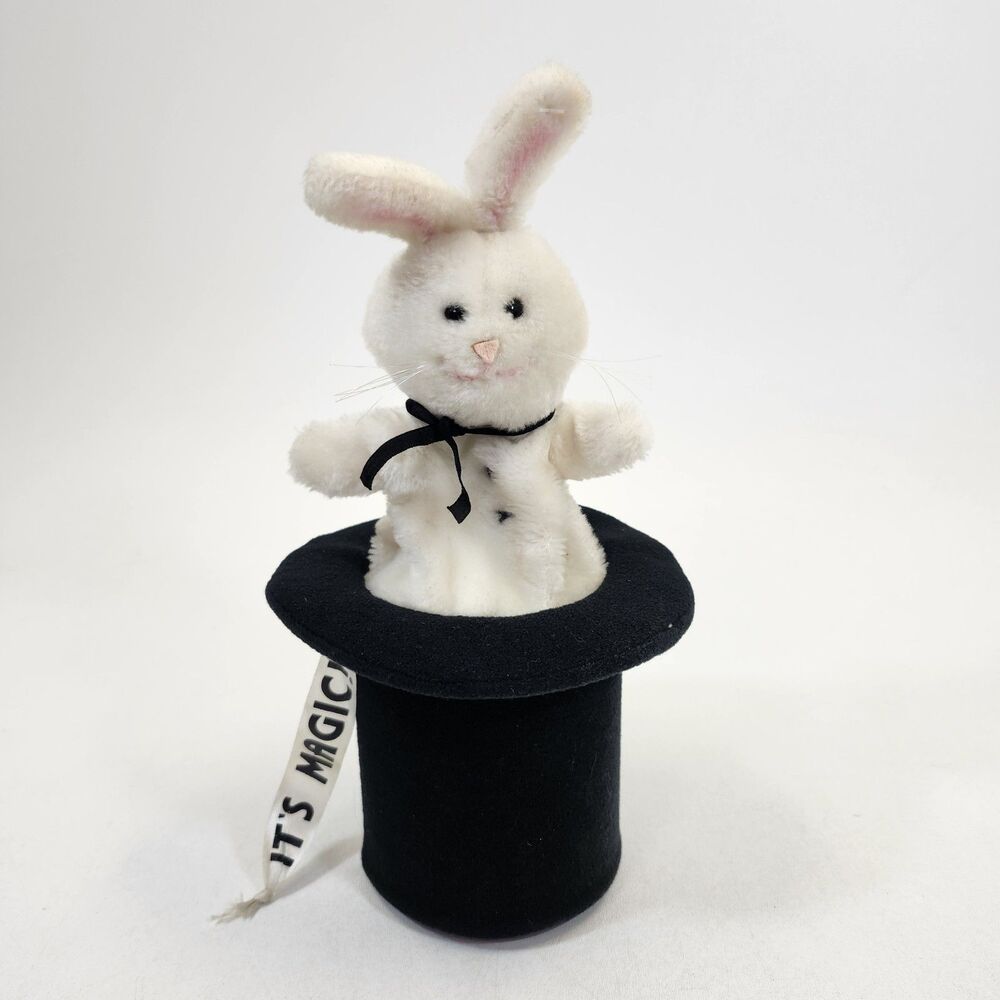 Dakin Magic Rabbit in Hat 1983 Fun Farm Plush Puppet Bunny Magician Toy Vintage